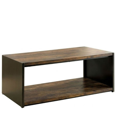 Este 47 In. Matte Black Rectangle Wood Coffee Table With Open Box Frame And Bottom Shelf