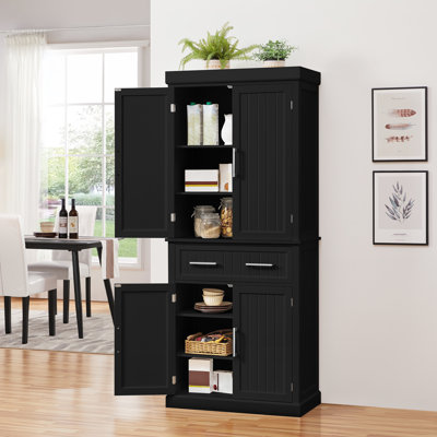 Annalynne 72.5″ H Kitchen Pantry Cabinet with Doors, a Drawer and Adjustable Shelves