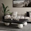 Table basse 47 po en forme de nuage avec 3 pieds sphériques - Design élégant et irrégulier pour le salon, noir-385471931-385471929