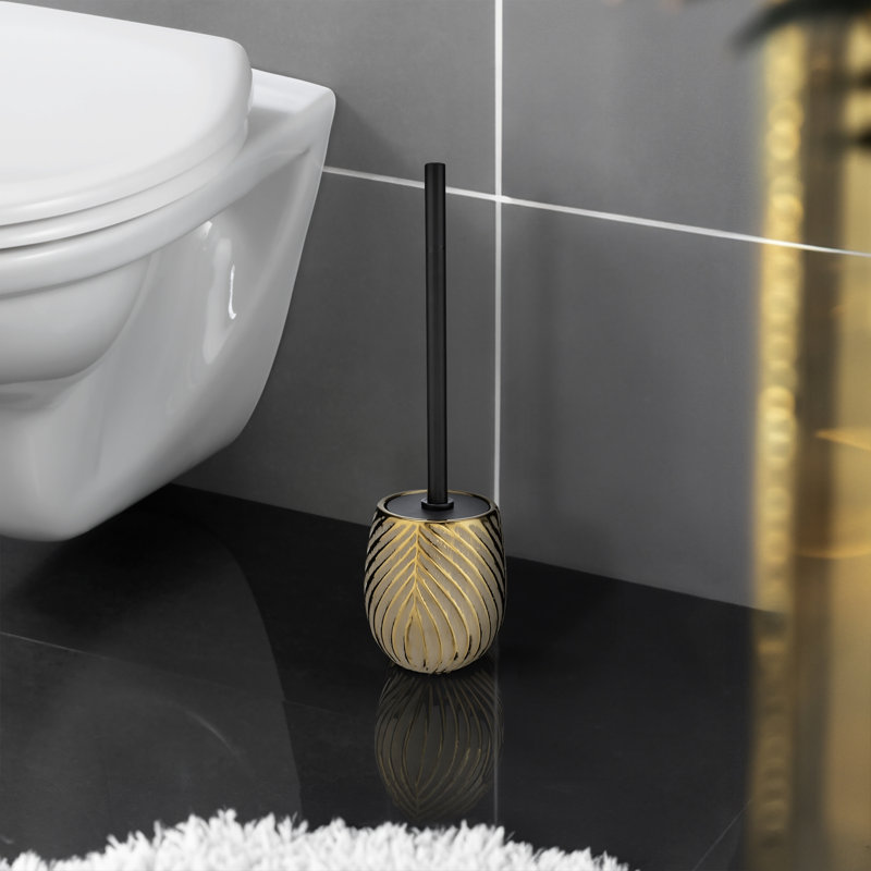 Ryniah Free-Standing Toilet Brush & Holder, Gold