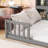 Full Floor Bed With Side Bookcase,Shelves,Guardrails,Grey-1057717132