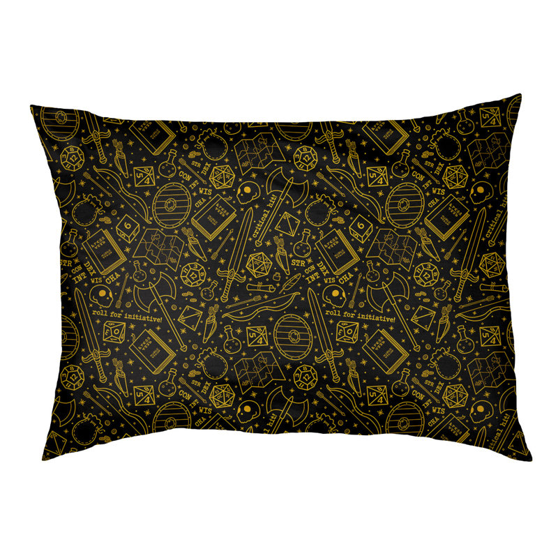 Coussin Byrge, Petit (l 29,5 po x P 19,5 po x H 9,5 po), Noir / Jaune