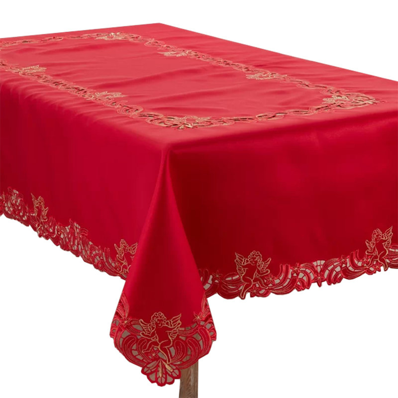 Tryston Cupid Design Tablecloth, 104" x 65", Red