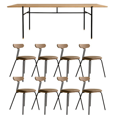 American style retro solid wood dining table set.
