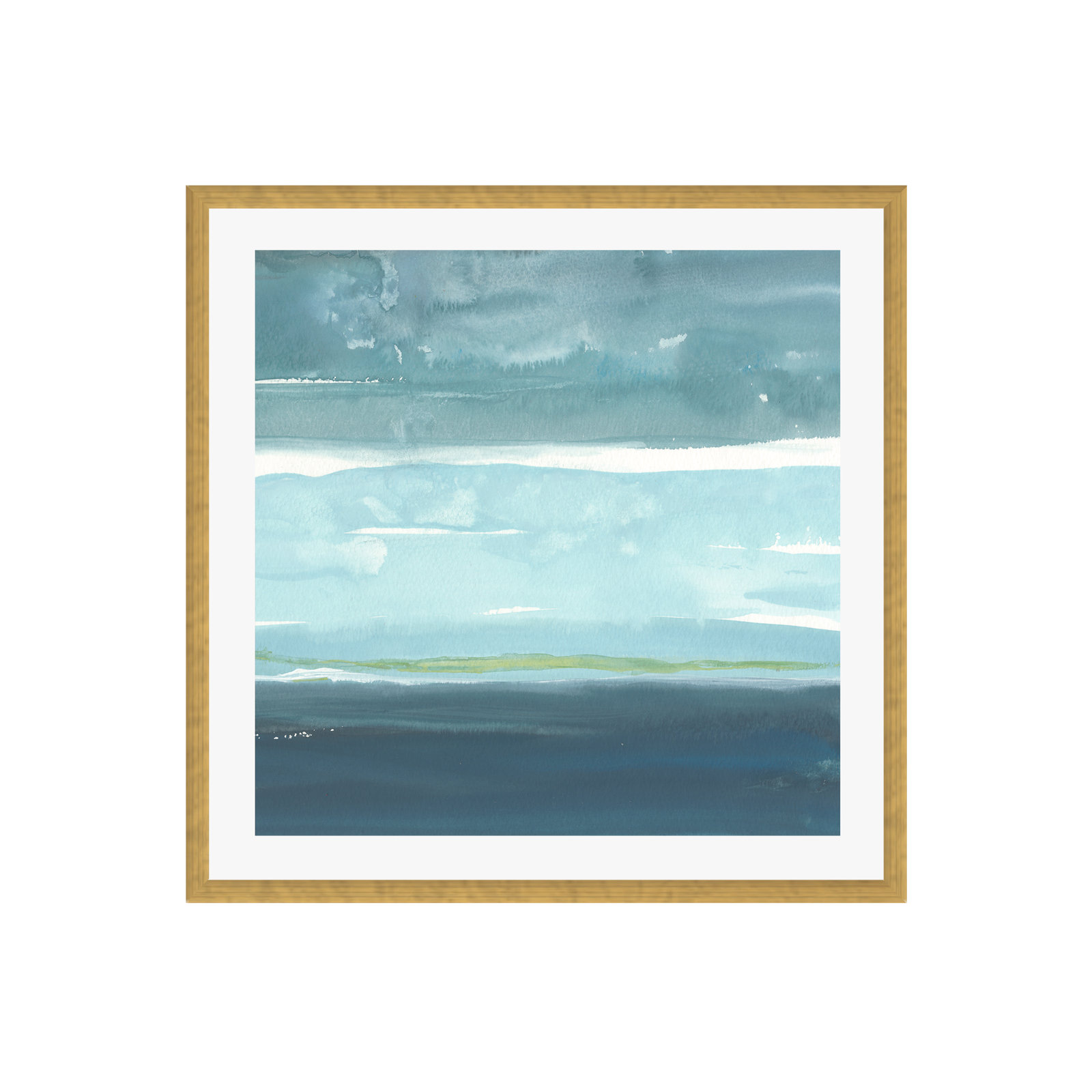 Teal Horizon II by Rob Delamater, 30"H x 30"W, Gold