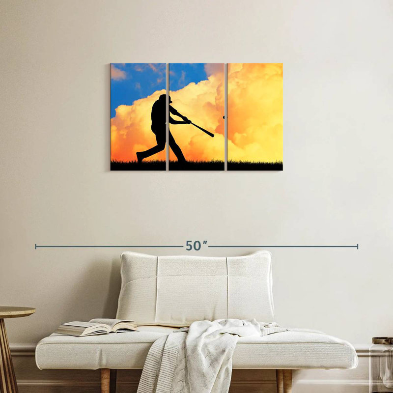 Baseball Sireci au coucher du soleil, H 20 po x l 33 po