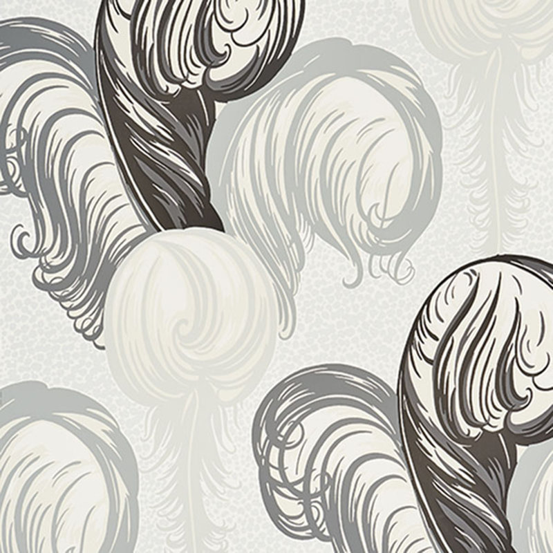 Plumes Wallpaper, Grisaille
