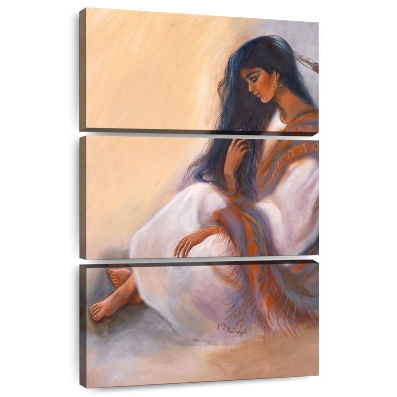 Leisha, jeune fille indienne assise, H 32 po x l 20 po