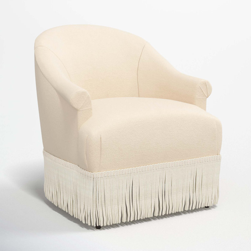 Fauteuil à oreilles Callie, Velours performance perle classique, Ivoire