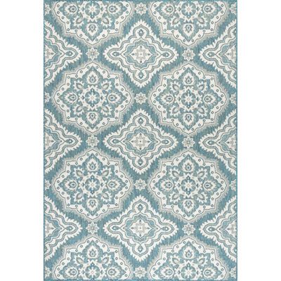 Tapis intérieur / extérieur vert / ivoire Viviane
