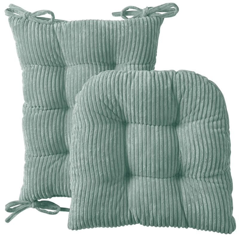 Velvet Rocking Chair Cushion 2 Piece Tufted Non Slip Set of Upper and Lower Cushions, Mint