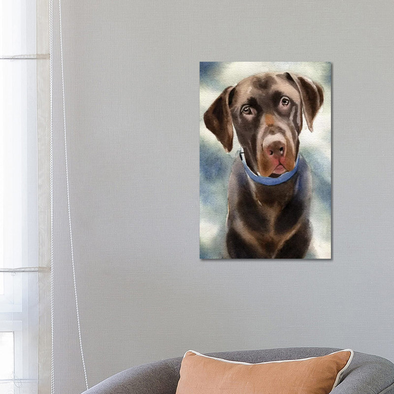 Chocolate Lab Portrait by Rachel Parker - Painting on Canvas, Wrapped Canvas, 66.04cm H x 45.72cm W x 1.91cm D