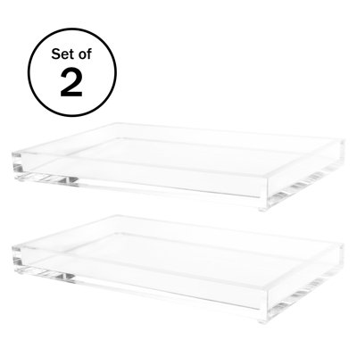 Organisateur de plateau en acrylique Lavish Home - Support de rangement minimaliste transparent pour le rangement de chevet, de salle de bain et de bureau - Décoration de chambre esthétiquement agréable