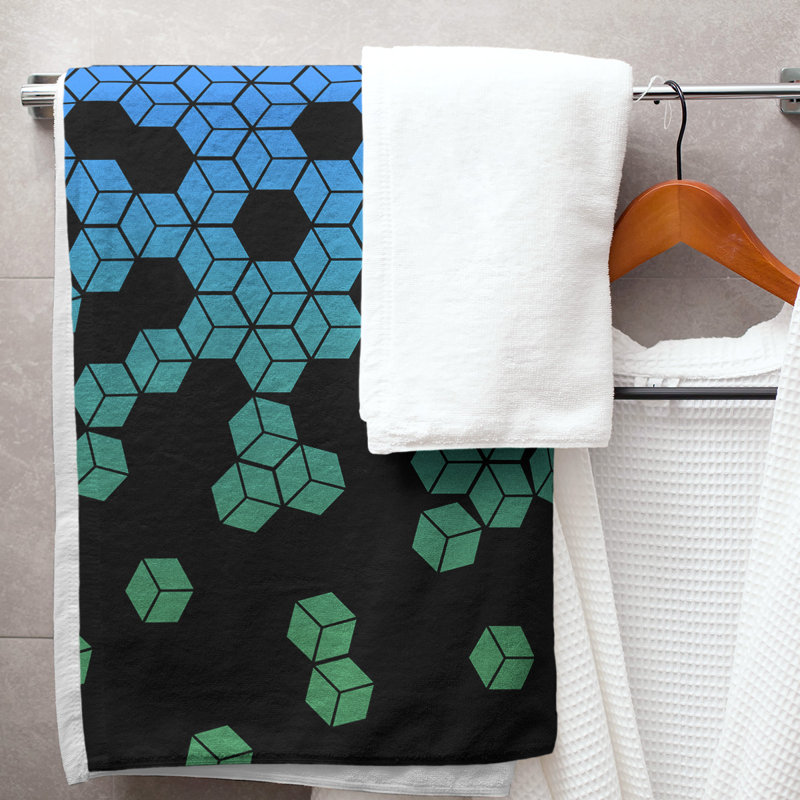 Serviette de bain cube culbuteur, Paon / noir