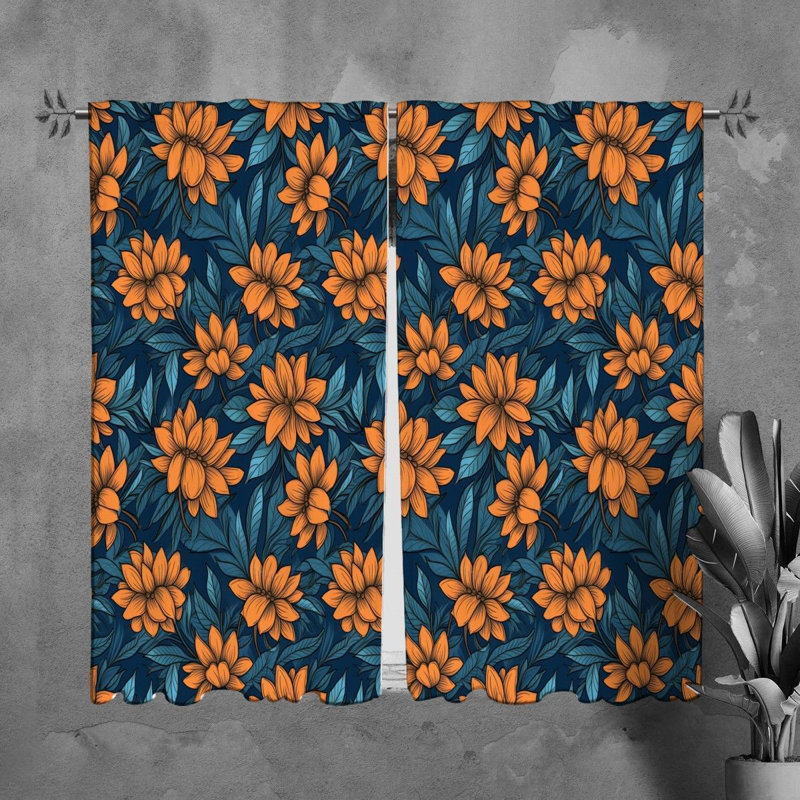 Rideaux de fenêtre à motif floral, L 40 po x L 82 po