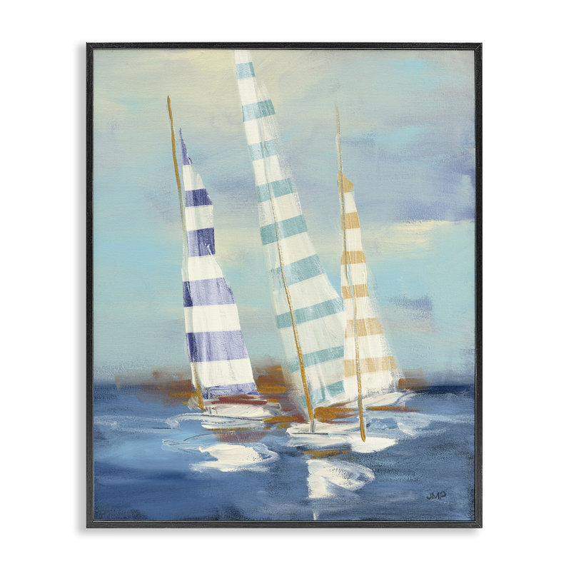 «Summer Regatta», estampe numérique par Julia Purinton, Giclée encadrée noir minuit, H 30 po x l 24 po