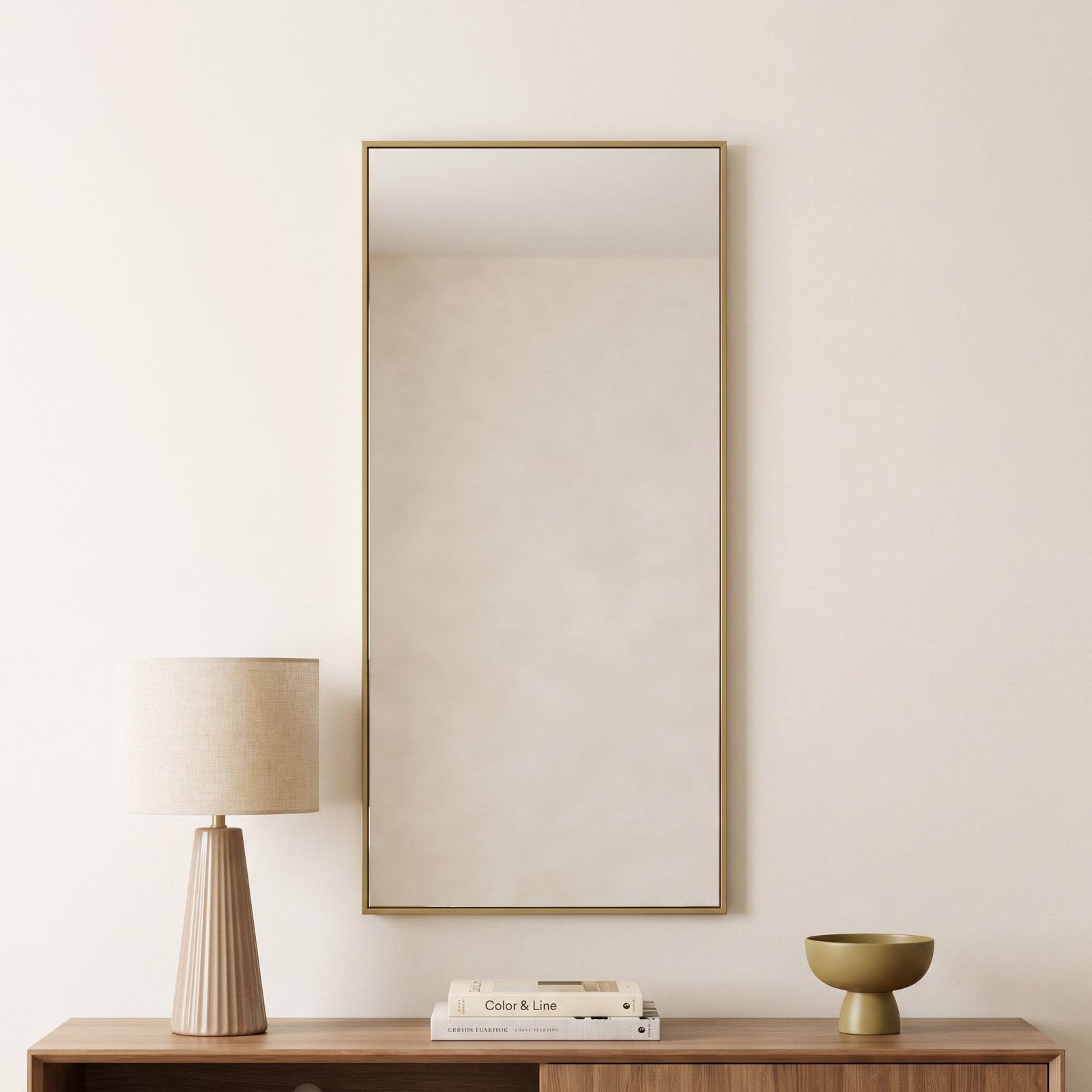 Sabine Metal Rectangle Floor Mirror, 72" x 36", Brass
