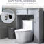 Unité de rangement au-dessus de la toilette en gris, avec des tablettes réglables et un espace optimisé pour l'organisation de la salle de bain