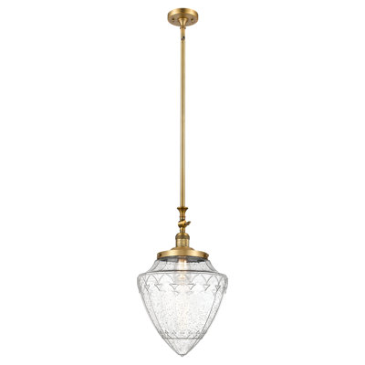 Franklin Restoration - Balle - Mini-luminaire suspendu à tige inclinable 12 po - Ampoule DEL - Finition laiton antique - Abat-jour granuleux