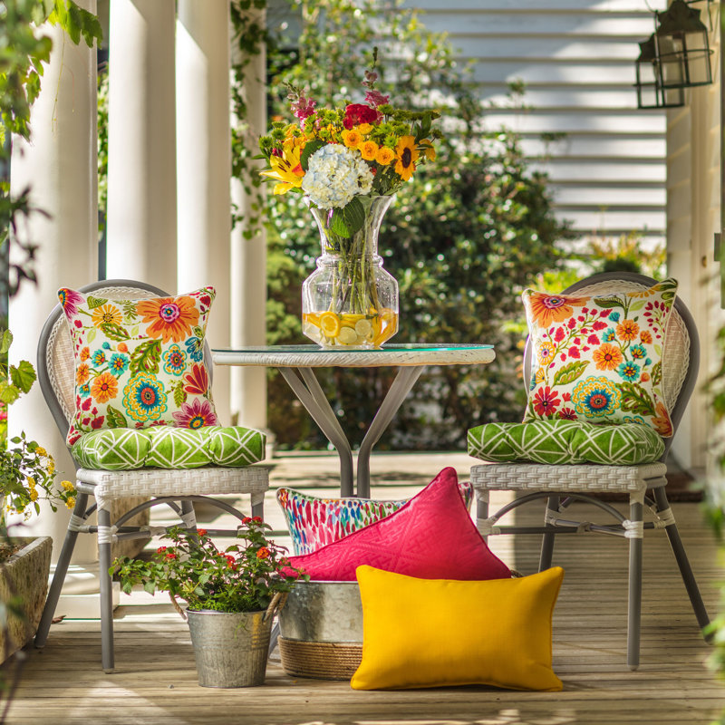 Bright Floral Multicolor Rectangular Outdoor Throw Pillows Set