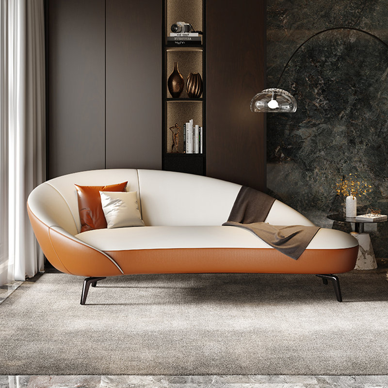 Méridienne Creative, Orienté à gauche (vu de face), Orange + blanc cassé
