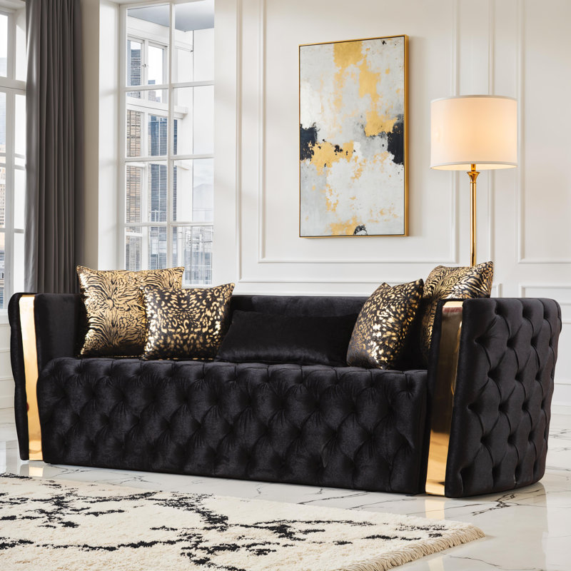 Canapé Doruk, Noir, H 30 po x l 92,91 po x P 33,86 po