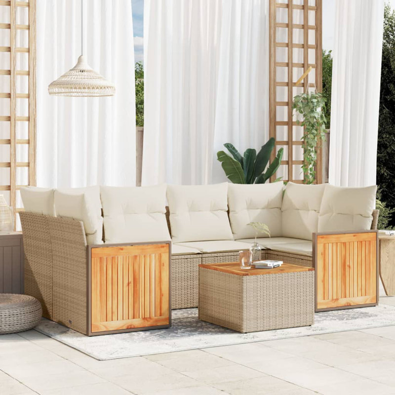 Ensemble de canapé de jardin Vidaxl, Cream Cushion/Beige Frame