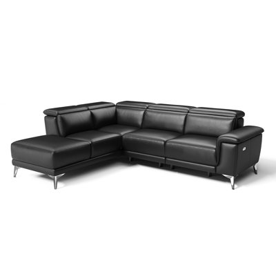 Valencia Pista Leather Reclining Sectional Sofa - Italian Nappa 11000 Top Grain Leather Couch- Power Reclining Seat With Leggett - Adjustable Headrest