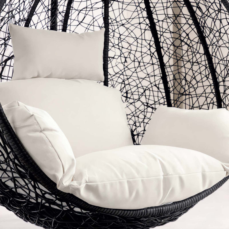 Naperon Garden Swing Chair with Stand, Black/White