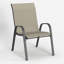 Fauteuils de jardin empilables kaki, avec siège en textile respirant et structure en fer thermolaqué, ensemble de 2-460916053