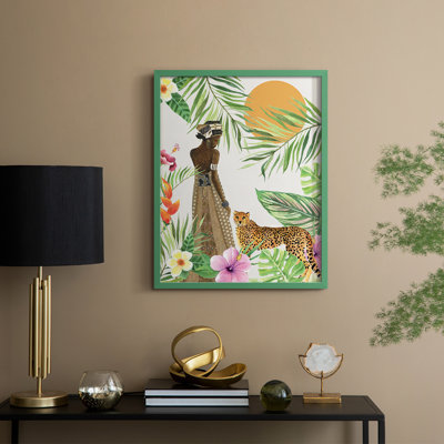 Feline Tropics I, reproduction encadrée - bois massif