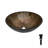 Amber Tempered Glass Vessel Sink With Pop-Up Drain, Artistic Feather Pattern Oval Bathroom Basin | Gift Idea-122712242