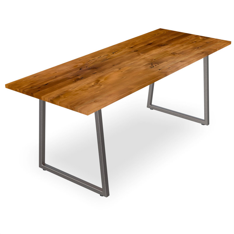 Doron Solid Wood Top Metal Base Dining Table, 42" H x 120" L x 48" W, Bourbon
