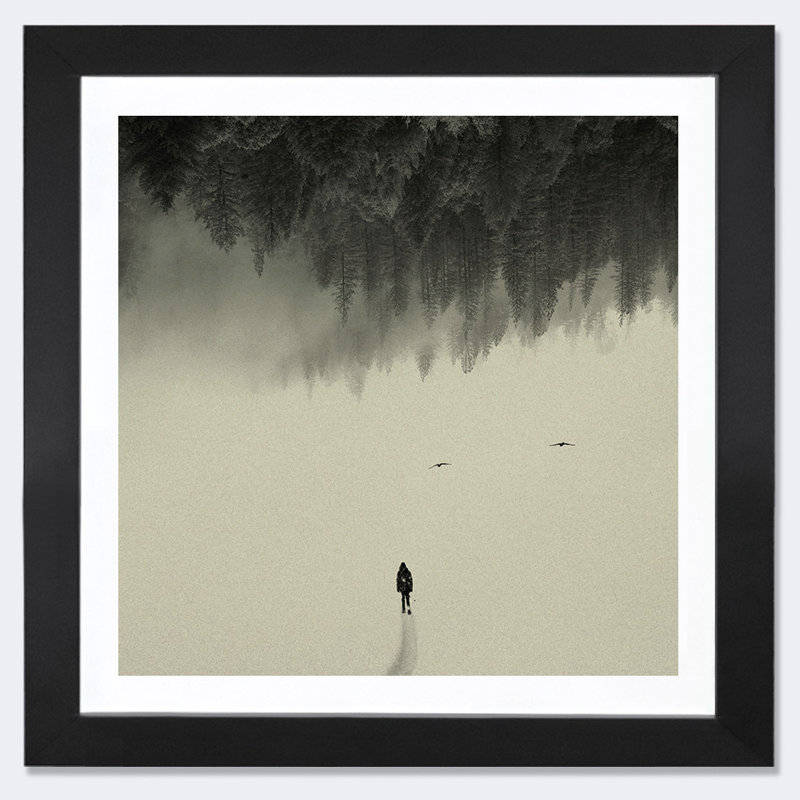 « silent walk », impression, H 16 po x l 16 po x P 1 po, Papier encadré noir