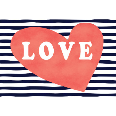 Navy Coral Love Is All 1 Piece Wrapped Canvas Wall Art