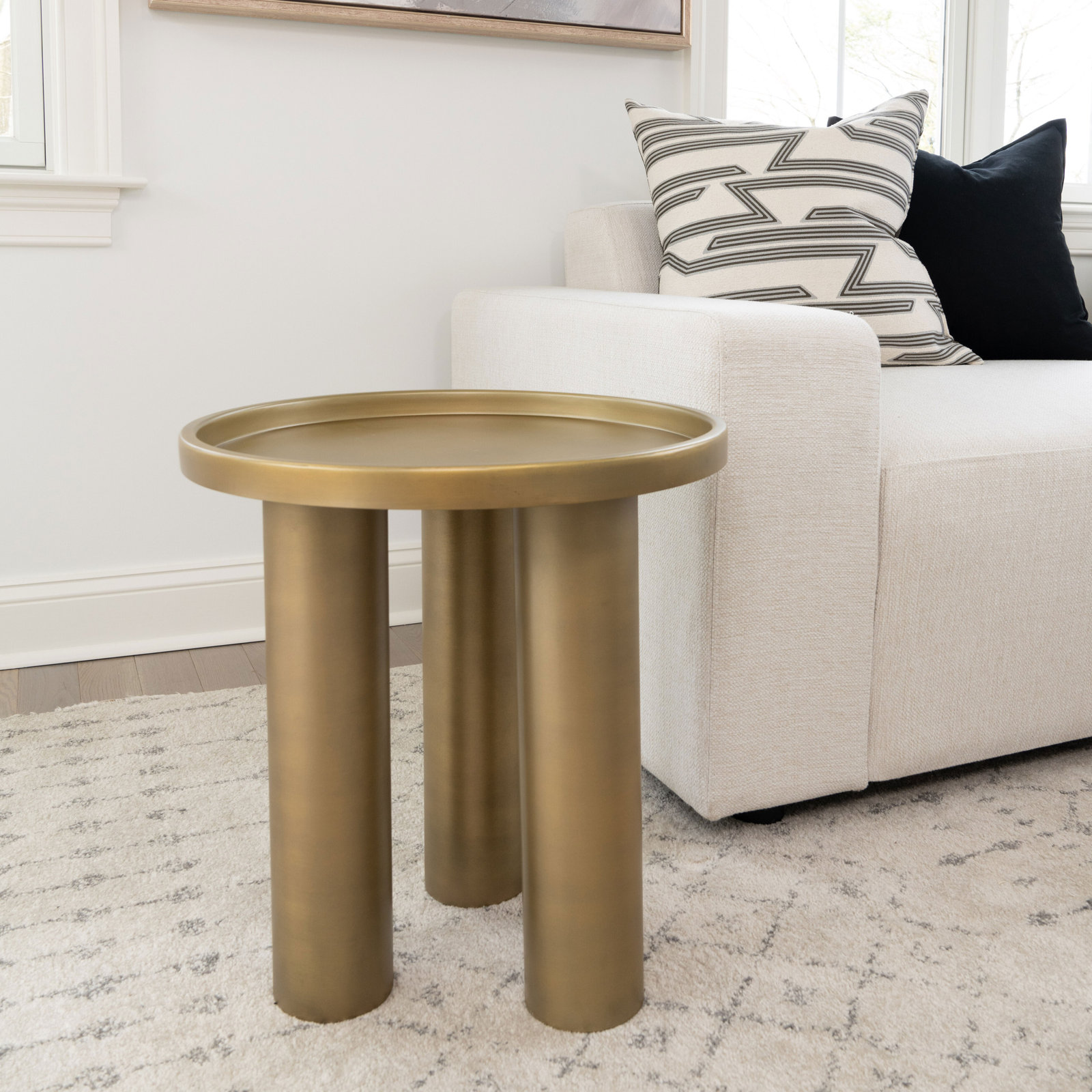 Isthia End Table, Industrial Brass