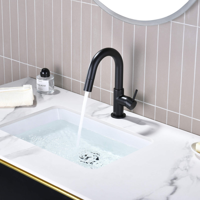 Robinet de lavabo de salle de bain circulaire, Noir mat