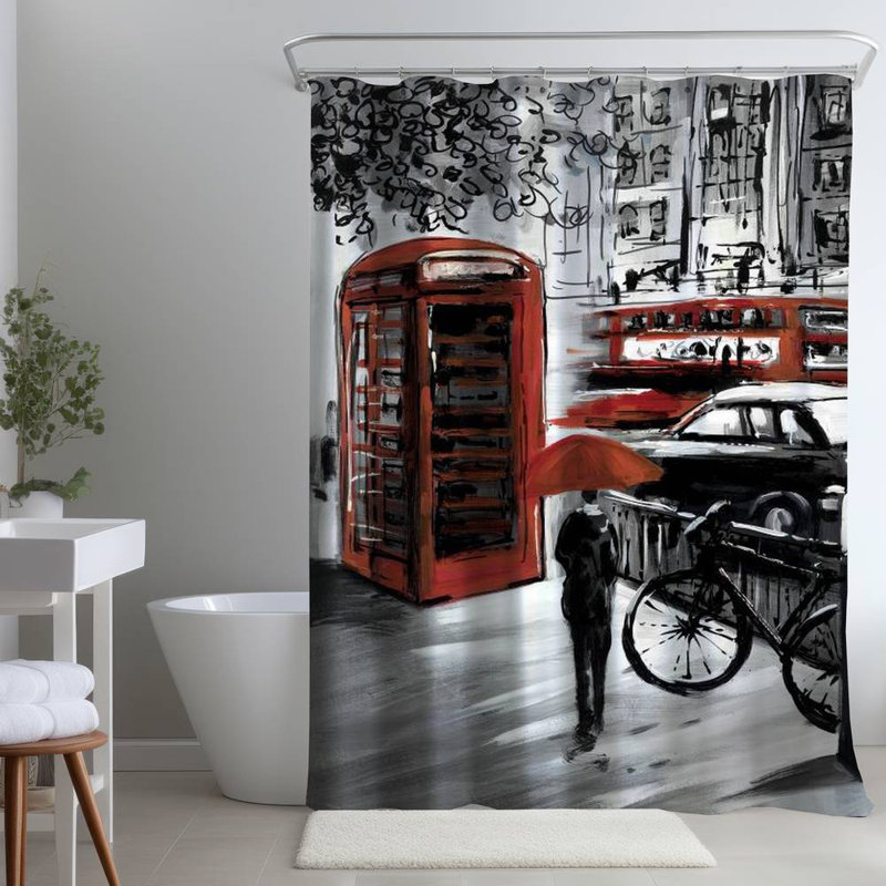 Shower Curtain CI11 – Polyester Shower Curtain, Dye Sublimation Print, 71" W × 74" L