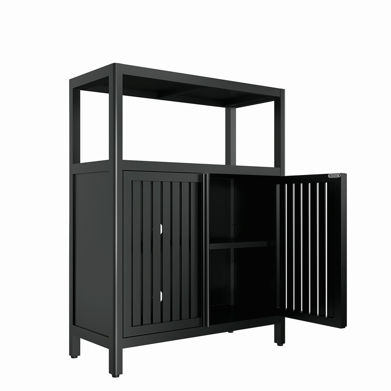 Armoire de rangement en bambou avec tablettes Living Room, Noir