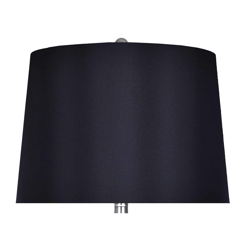 Mcmunn Metal Table Lamp, Brushed Nickel, Black Silk-Like
