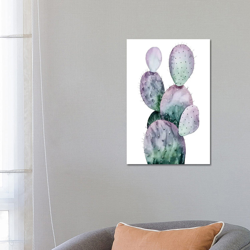 Purple Cactus II by Grace Popp - Wrapped Canvas Painting, 66.04 cm H x 45.72 cm W