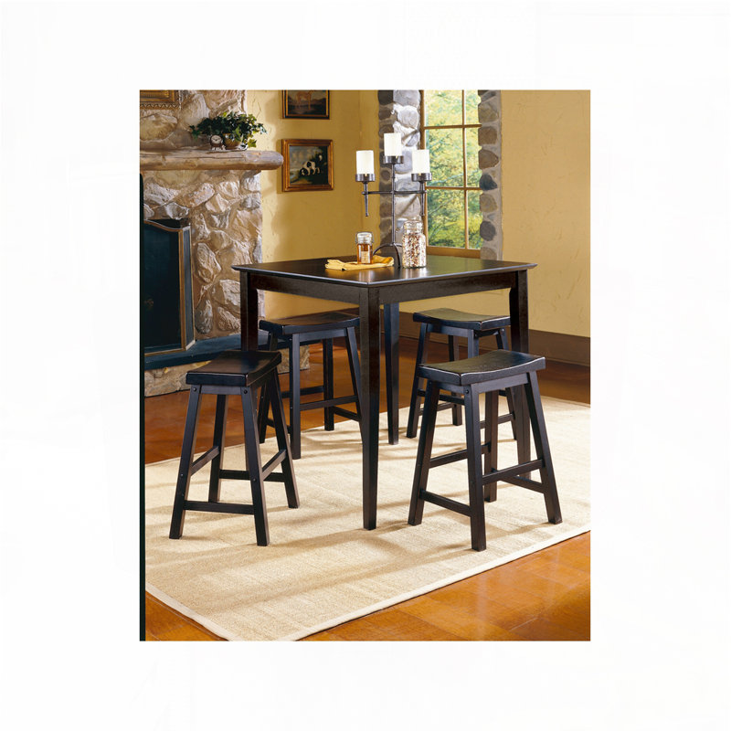 Ensemble de tabourets de bar sans dossier, pieds en bois, Noir