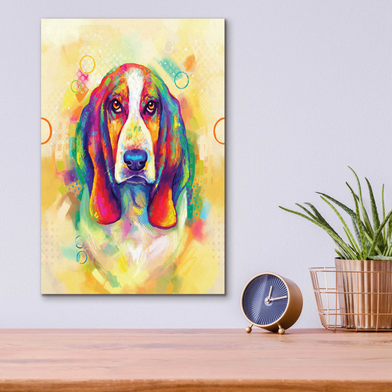 Popet basset hound - impression sans cadre, H 16 po x l 12 po x P 0,13 po