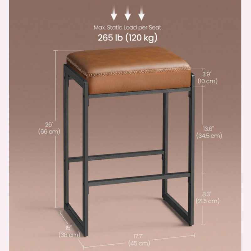 Ensemble de 2 tabourets de bar, hauteur comptoir