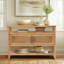 Toasted Almond Console Table With 2 Door Compartments And Stability Ample Storage Doors