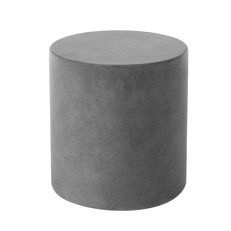 Table d'appoint d'extérieur en béton léger Belsy - Conception cylindrique lisse, Gris anthracite