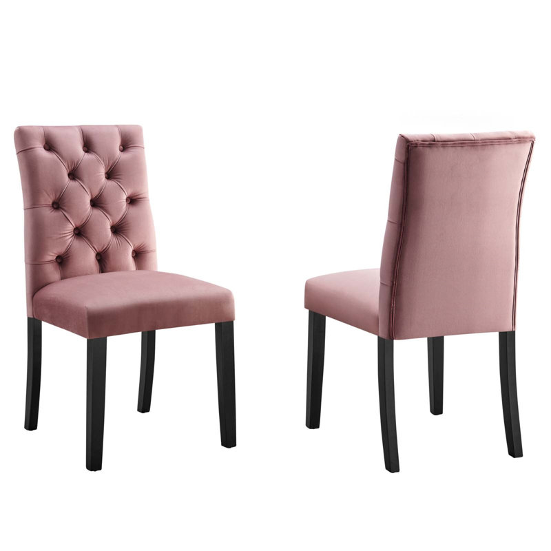 Modway Duchess Performance Velvet Dining Chairs - Set of 2, Dusty Rose
