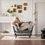 Pour le salon et la chambre à coucher | Fauteuil d'appoint surdimensionné moderne en chenille gris neutre