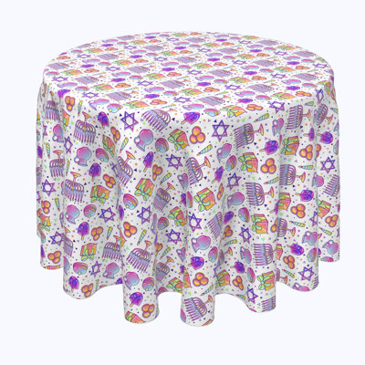 Bodenheim Geometric Round Hanukkah Tablecloth