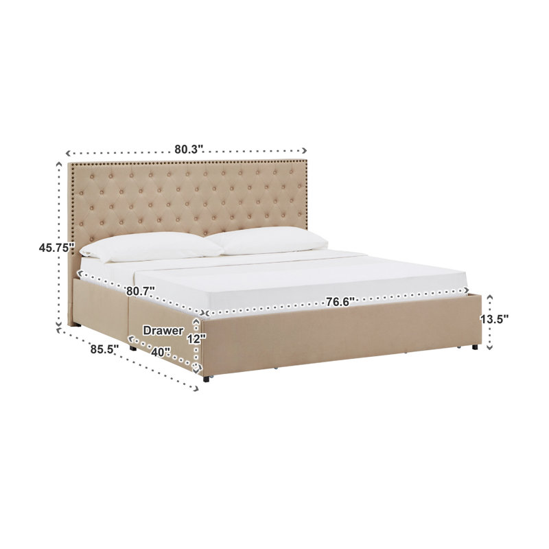 Cletus Upholstered Platform Storage Bed, King